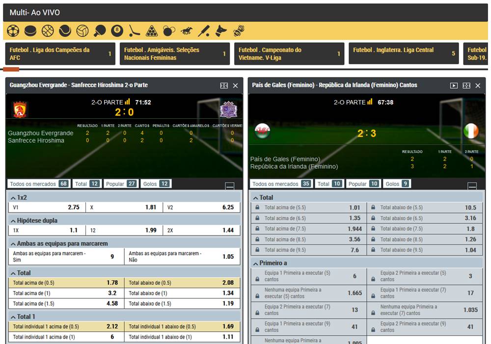 apostas multi ao vivo